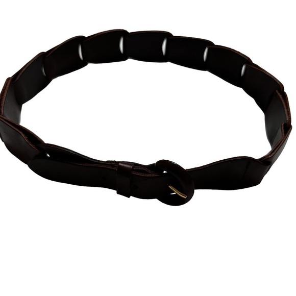 Brown Italian Leather Women's Looped Belt, Medium - Picture 5 of 13